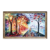 Tablou pictat manual inramat living, dormitor, Impreuna pentru totdeauna, 110x70cm ulei pe panza in cutit efect 3D, Magistral