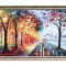 Tablou pictat manual inramat living, dormitor, Impreuna pentru totdeauna, 110x70cm ulei pe panza in cutit efect 3D