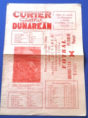 Program meci fotbal DUNAREA CSU GALATI - PETROLUL PLOIESTI (04.04.1984) foto