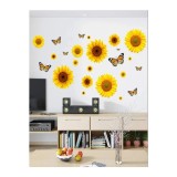 Cumpara ieftin Sticker Perete Autocolant Floarea Soarelui si Fluturi 40x60cm - 17940