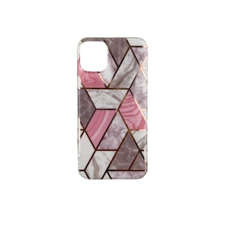Husa protectie flippy compatibila cu apple iphone 12 pro max soft imd tpu marble geometric alb
