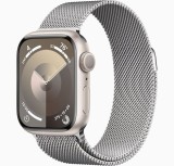 Cumpara ieftin Curea metalica milanese, marca THD, compatibila Apple Watch 41 mm seria 9, Apple Watch SE 40 mm, marime universala, argintiu