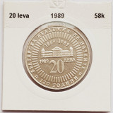 383 Bulgaria 20 Leva 1989 Academy of Science km 183 argint, Europa