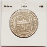 383 Bulgaria 20 Leva 1989 Academy of Science km 183 argint, Europa