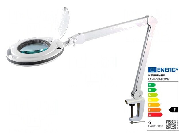 Lupă de masă cu iluminare LED 5dpt 9W 6500K &Oslash;127mm