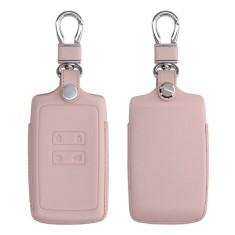 Husa Cheie Auto pentru Renault / Dacia - 4 Butoane - Keyless Go, kwmobile, Piele naturala, Roz, 54669.02
