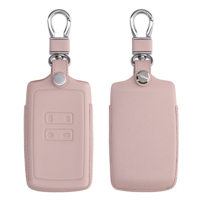 Husa Cheie Auto pentru Renault / Dacia - 4 Butoane - Keyless Go, kwmobile, Piele naturala, Roz, 54669.02 foto