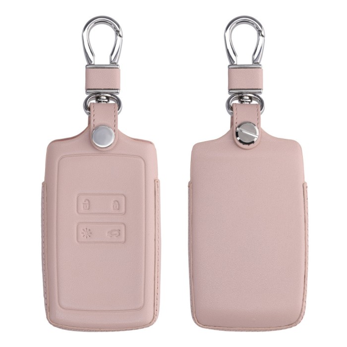 Husa Cheie Auto pentru Renault / Dacia - 4 Butoane - Keyless Go, kwmobile, Piele naturala, Roz, 54669.02