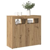 Gossi dulap cu lumini led stejar artizanal 80x35x75 cm lemn prelucrat
