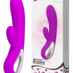 Vibrator Pretty Love Elmer, 12 Moduri Vibratii, Silicon, USB, Mov, 21 cm