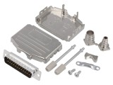 Conector D-Sub 25 pini tată lipire pe cablu negru ENCITECH set complet