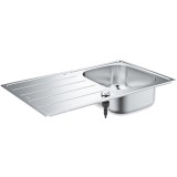 Chiuveta bucatarie Grohe K200 31552SD1, 860 x 500 mm, picurator, 1 cuva, reversibila, montare pe blat, inox satinat