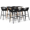 Set mobilier de bar, 7 piese, negru