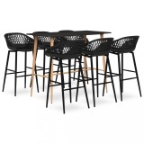 vidaXL Set mobilier de bar, 7 piese, negru
