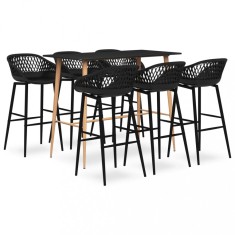 vidaXL Set mobilier de bar, 7 piese, negru