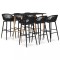 Set mobilier de bar, 7 piese, negru