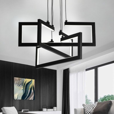 Lustra LED cu telecomanda ,Suspendata 73W, 3 Elemente, lumina Rece/Calda/Neutra, Dimabila, Inaltime Reglabila, Negru ModernLight Concept foto