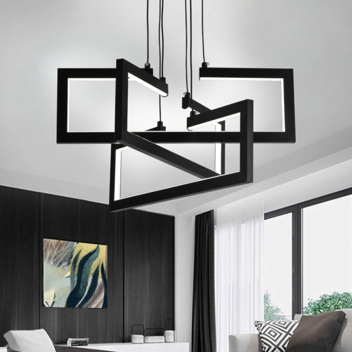 Lustra LED cu telecomanda ,Suspendata 73W, 3 Elemente, lumina Rece/Calda/Neutra, Dimabila, Inaltime Reglabila, Negru ModernLight Concept