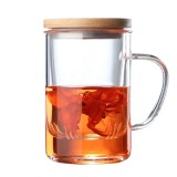 Cana cu infuzor din sticla borosilicata si capac din Bambus, 400 ml