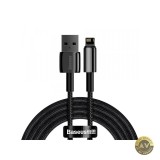 Cablu Date si Incarcare USB la Lightning Baseus Tungsten Gold 2m 2.4A Negru CALWJ-A01