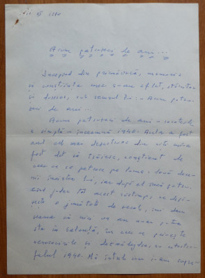 Manuscris olograf Geo Bogza, Acum patruzeci de ani, 4 pagini, 1980, eseu literar foto