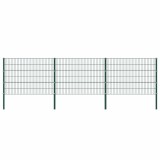 vidaXL Panou de gard cu st&acirc;lpi, verde, 5,1 x 1,2 m, fier
