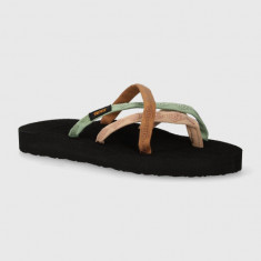 Teva slapi Olowahu femei, culoarea negru, cu toc plat, 6840