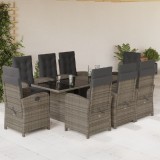 VidaXL Set mobilier grădină cu perne, 9 piese, gri, poliratan