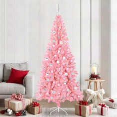 vidaXL Brad de Crăciun cu 300 LED cu suport Roz 210 cm PVC 3396443