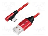 Cablu USB 2.0 A la C unghi 0,3m roșu PVC LOGILINK