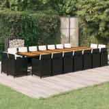 vidaXL Set mobilier de grădină cu perne, 19 piese, negru, poliratan 3095655