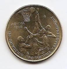 Grecia 100 Drachmes 1998 (Basketball Championships) 29 mm KM-170 foto