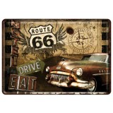 Placa metalica - Route 66 - Motel - 10x14 cm