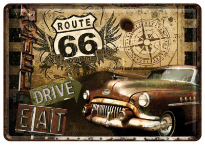 Placa metalica - Route 66 - Motel - 10x14 cm foto