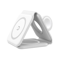 Incarcator Wireless Magnetic Pliabil 3in1, Spport Custom, Alb, Incarcare rapida compatibil cu airpods/smartwatch, alb
