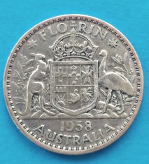 AUSTRALIA 1 FLORIN 1958 ARGINT STARE FB foto