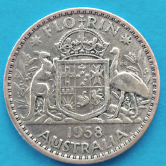 AUSTRALIA 1 FLORIN 1958 ARGINT STARE FB