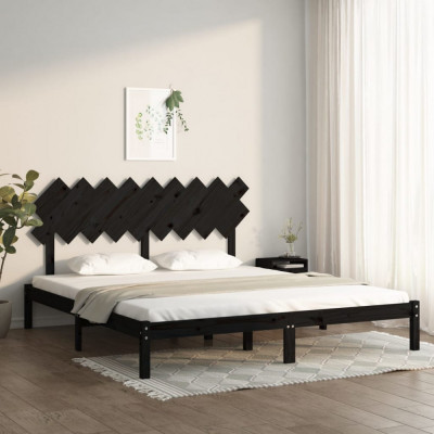 vidaXL Cadru de pat Super King 6FT, negru, 180x200 cm, lemn masiv foto