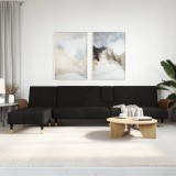 Canapea extensibilă &icirc;n formă de L negru 279x140x70 cm catifea