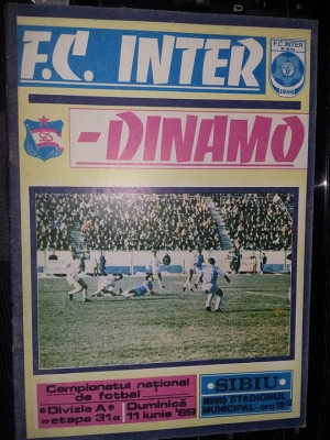 revista/Brosura veche F.C.INTER-DINAMO 1986,de Colectie T.GRATUIT foto