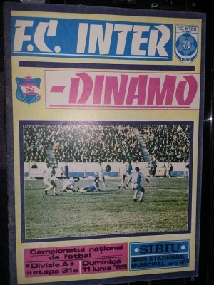 revista/Brosura veche F.C.INTER-DINAMO 1986,de Colectie T.GRATUIT foto