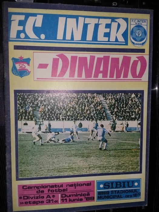 revista/Brosura veche F.C.INTER-DINAMO 1986,de Colectie T.GRATUIT
