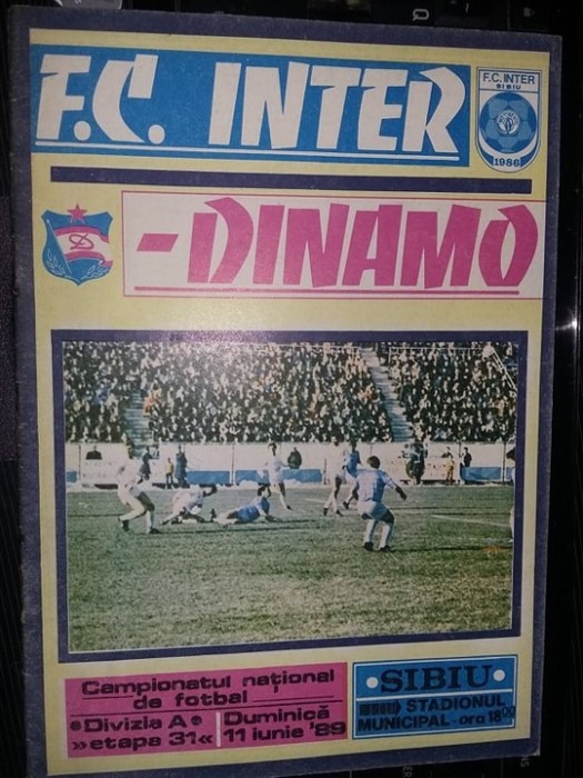 revista/Brosura veche F.C.INTER-DINAMO 1986,de Colectie T.GRATUIT