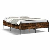 VidaXL Cadru de pat, stejar afumat 140x190 cm lemn prelucrat și metal