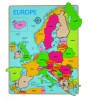 Puzzle Harta Europei din Lemn Bigjigs, 25 Piese, Joc Educativ Geografie, 3 ani+