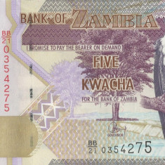 ZAMBIA █ bancnota █ 5 Kwacha █ 2021 █ P-57 █ UNC █ necirculata