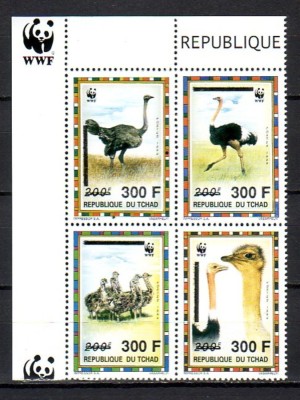 CHAD 1998 WWF FAUNA PROTEJATA PASARI STRUTI CU SUPRATIPAR foto