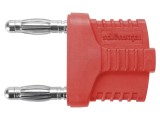 Conector banană 4mm roșie 12A 33VAC 70VDC punte stacabilă