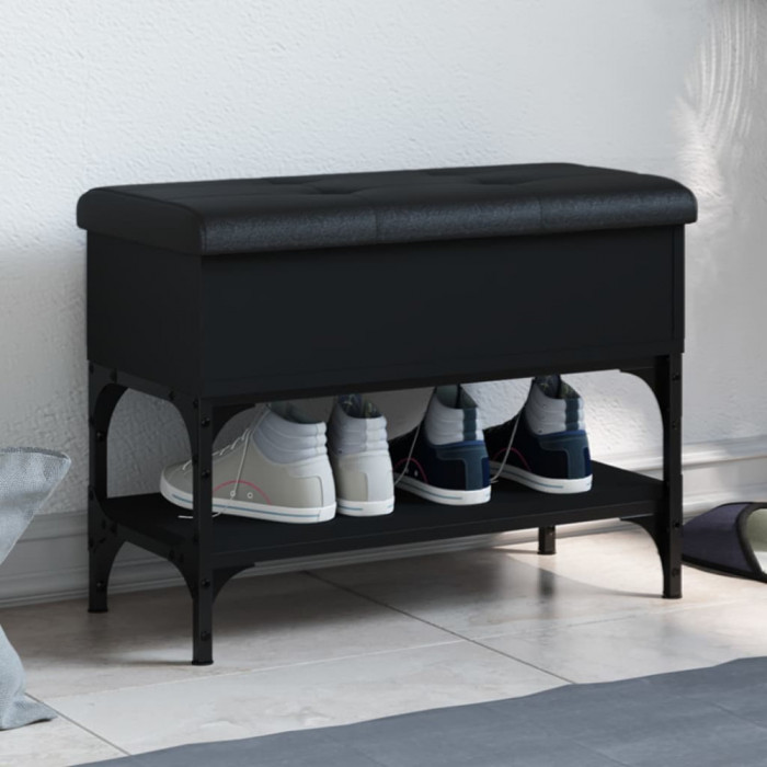 vidaXL Bancă de pantofi, negru, 62x32x45 cm, lemn prelucrat 835167