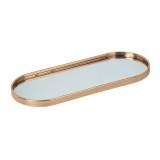 Suport pentru lumanari, Tava ovala cu oglinda, Auriu, 34x13.5x1.5 cm, ATU-085080, Oem